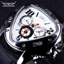 Load image into Gallery viewer, Jaragar Sport Racing Design Geometric Triangle Design Genuine Leather Strap Watch