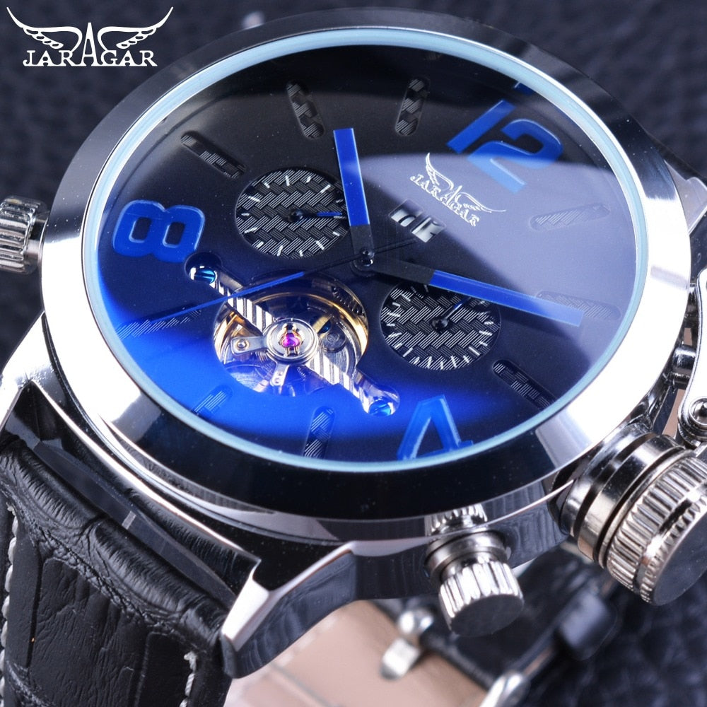 Jaragar Racing Sport Military Wrist Watch Fashion Blue Dial 50mm Big Dial Design Watch