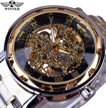 Load image into Gallery viewer, Winner Classic Design Transparent Case Golden Movement Inside Watch