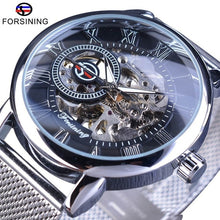 Load image into Gallery viewer, Forsining Transparent Case  Fashion 3D Logo Engraving Golden Watch