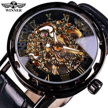 Load image into Gallery viewer, Winner Black Gold Male Clock Men Relogios Skeleton Watch