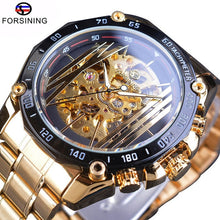 Load image into Gallery viewer, Forsining Military Sport Design Transparent Skeleton Dial Silver Stainless Steel Watch