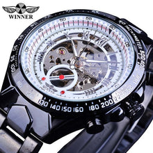 Load image into Gallery viewer, Winner Classic Series Golden Movement Inside Silver Stainless Steel Mens Skeleton Watch