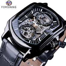 Load image into Gallery viewer, Forsining Retro Classic White Dial Blue Hands Openwork Automatic Skeleton Mechanical Watch